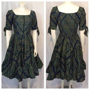 Vintage rockabilly 1950s 1960s dress blue green